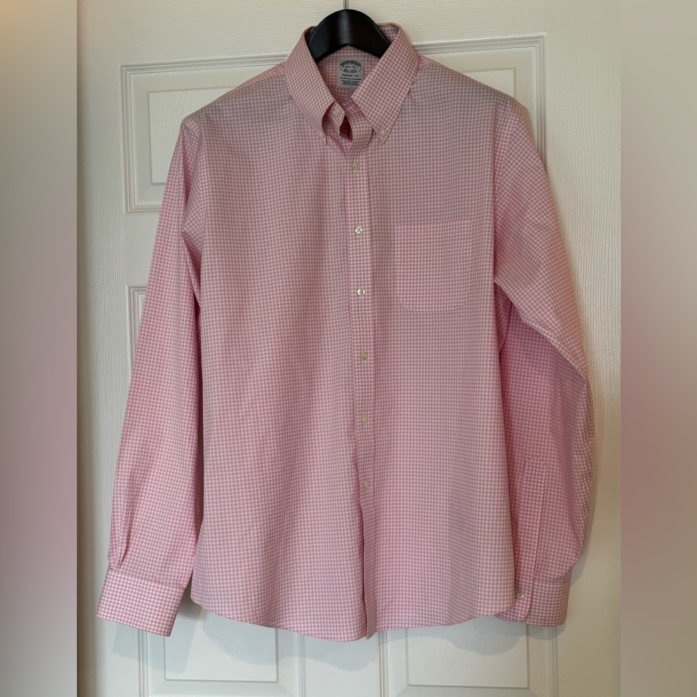 Brooks Brothers Pink and White Dress Shirt Size 16.5